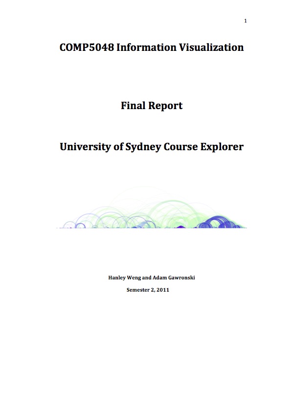 Report on University of Sydney, Course Explorer